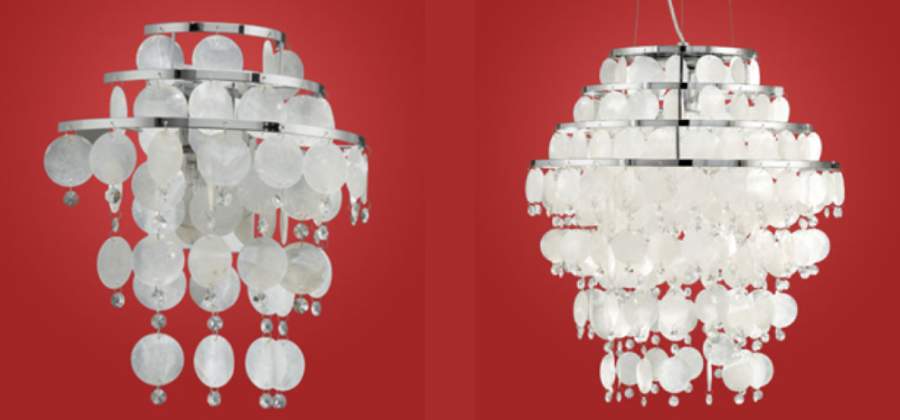 decorate your living room with Chipsy Lamps in Chrome with Mother of Pearl chips